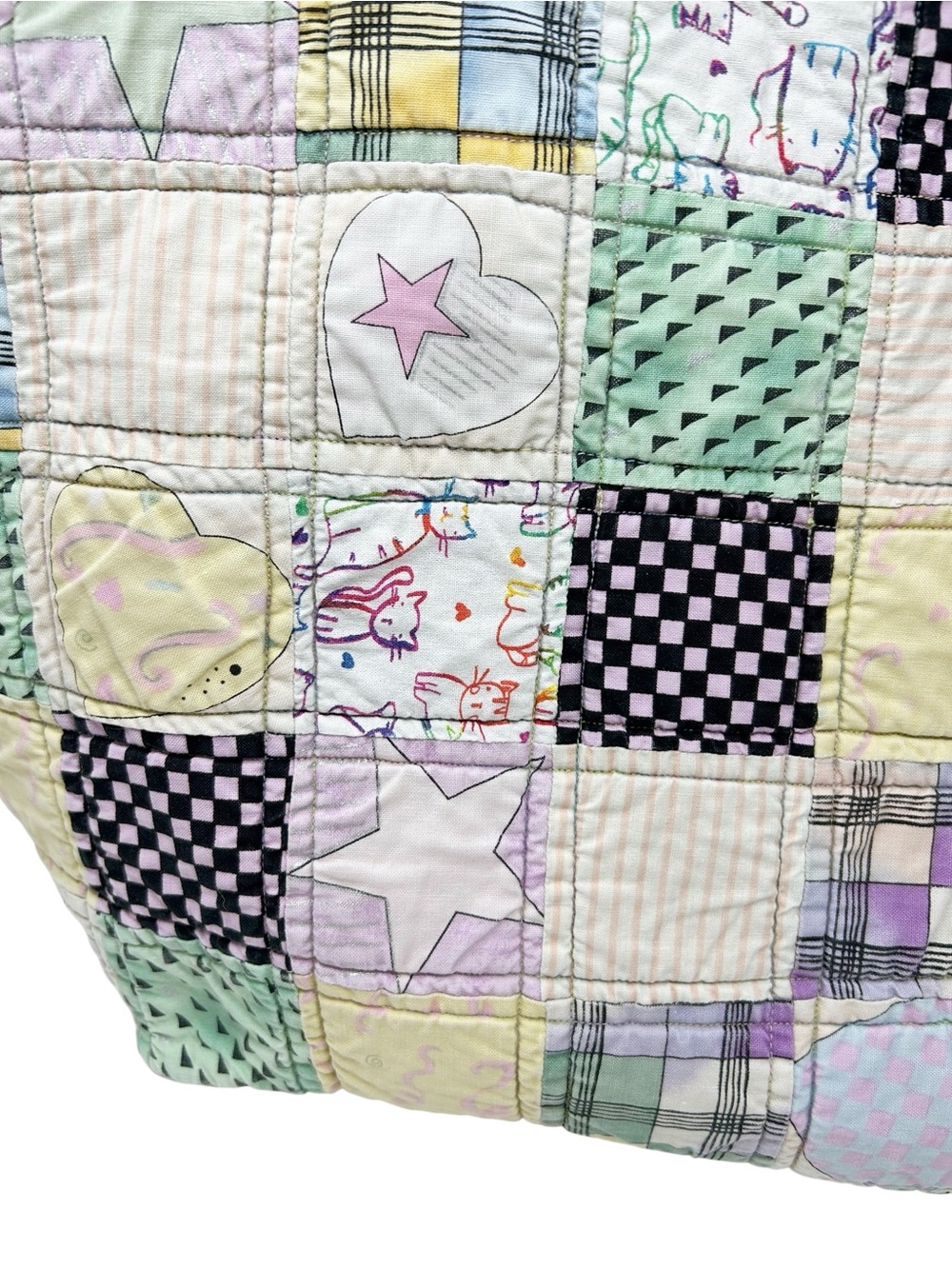 Vintage Handmade Quilted Tote Bag - Picture 7 of 14